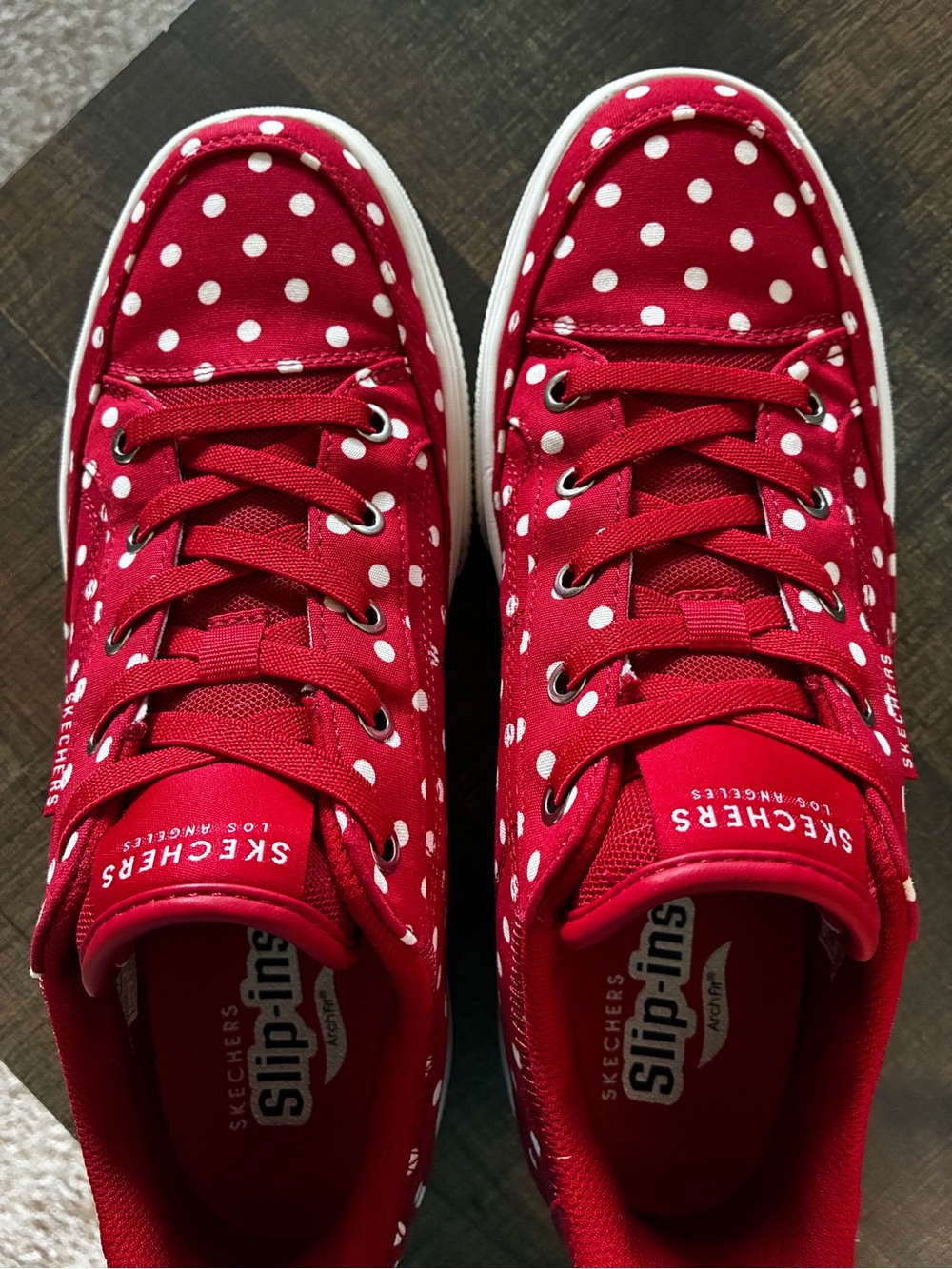 Skechers Red Polka Dot Arch Fit Slip Ins Size 9.5 - Picture 3 of 8